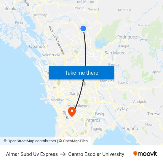 Almar Subd Uv Express to Centro Escolar University map