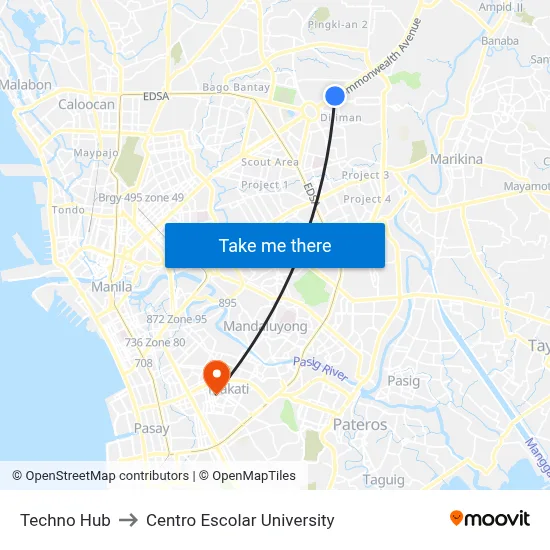 Techno Hub to Centro Escolar University map