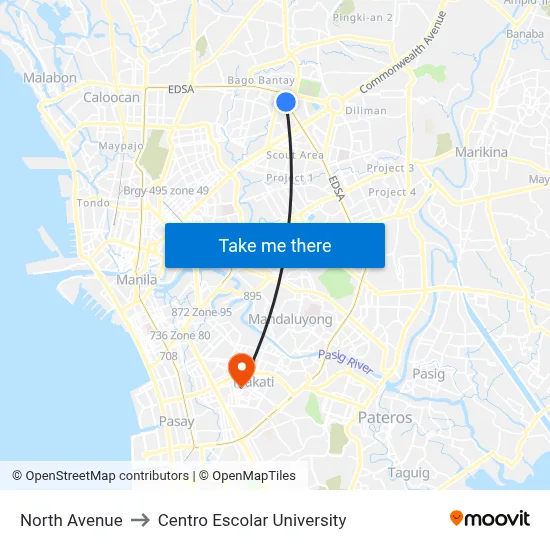 North Avenue to Centro Escolar University map