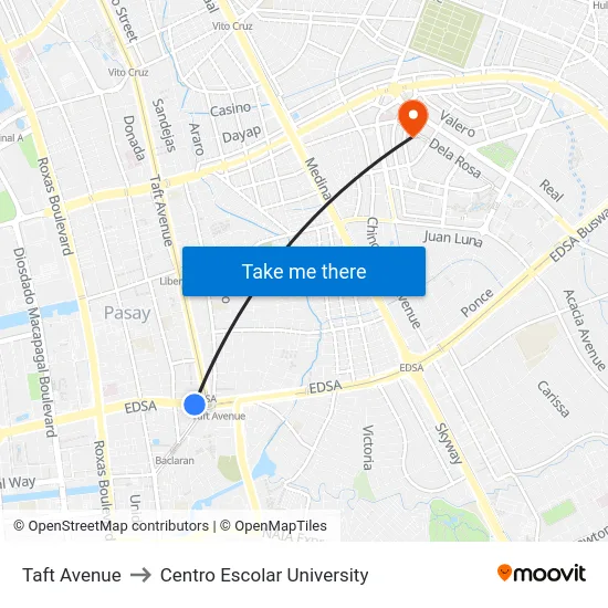 Taft Avenue to Centro Escolar University map