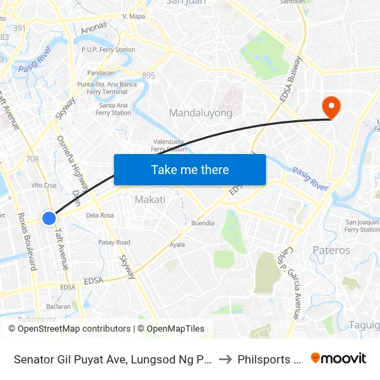 Senator Gil Puyat Ave, Lungsod Ng Pasay, Manila to Philsports Arena map
