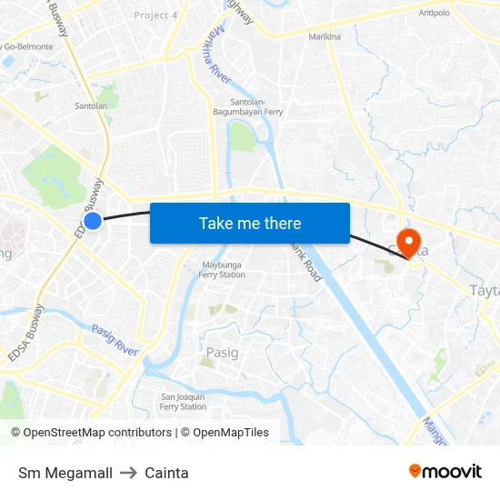 Sm Megamall to Cainta map