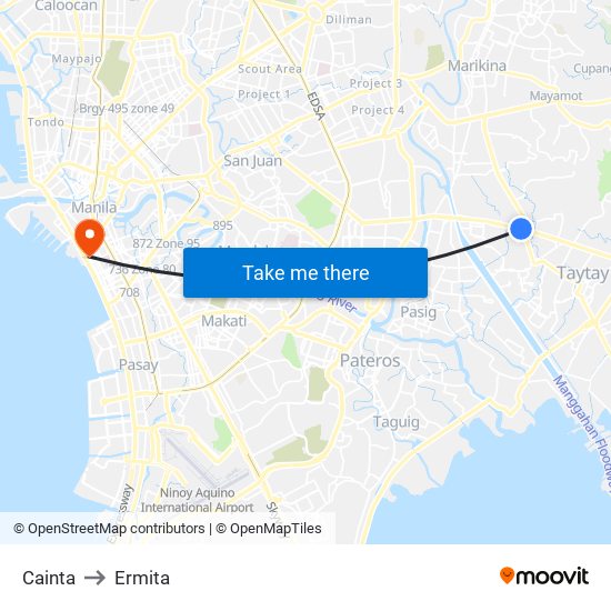 Cainta to Ermita map