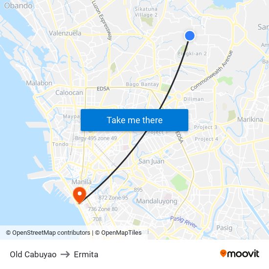 Old Cabuyao to Ermita map