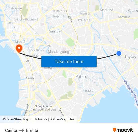 Cainta to Ermita map