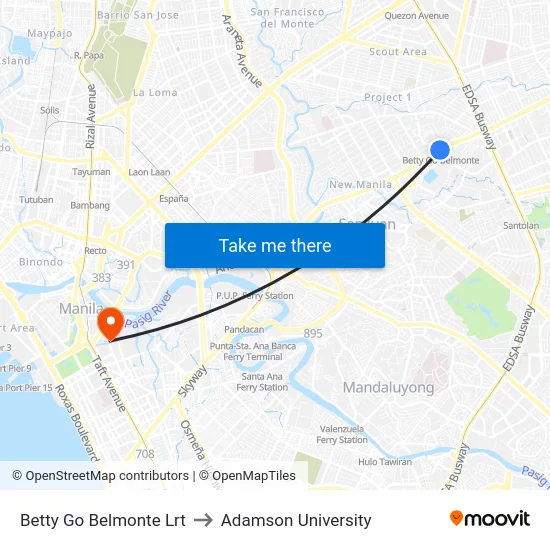 Betty Go Belmonte Lrt to Adamson University map
