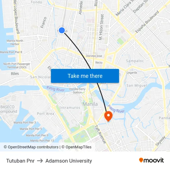 Tutuban Pnr to Adamson University map