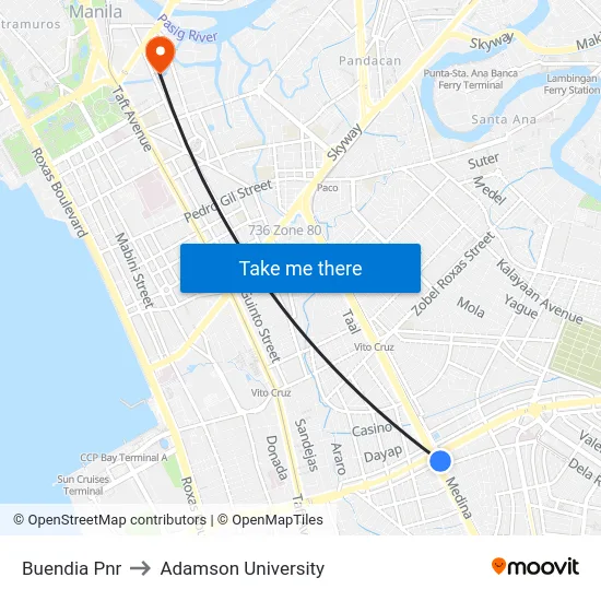 Buendia Pnr to Adamson University map