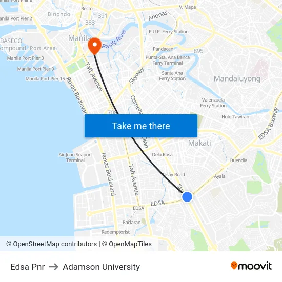 Edsa Pnr to Adamson University map