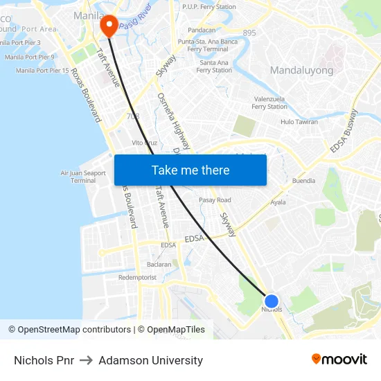 Nichols Pnr to Adamson University map