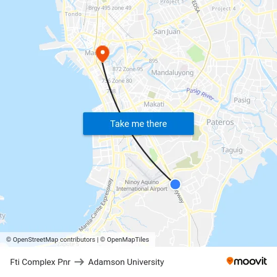 Fti Complex Pnr to Adamson University map
