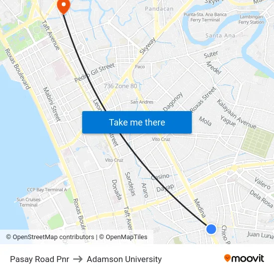 Pasay Road Pnr to Adamson University map