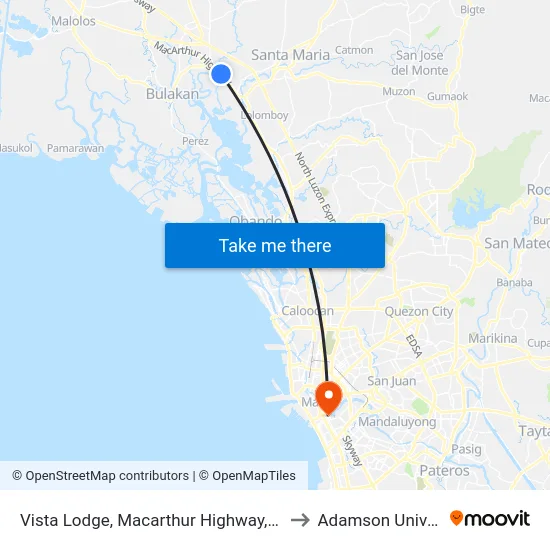 Vista Lodge, Macarthur Highway, Balagtas to Adamson University map