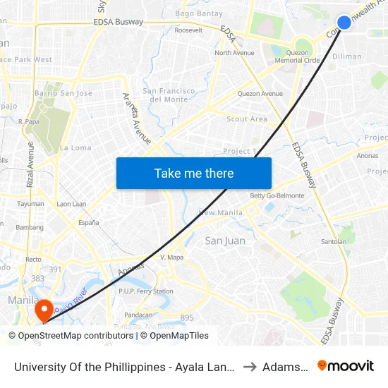 University Of the Phillippines - Ayala Land Technohub, Commonwealth Avenue, Quezon City to Adamson University map