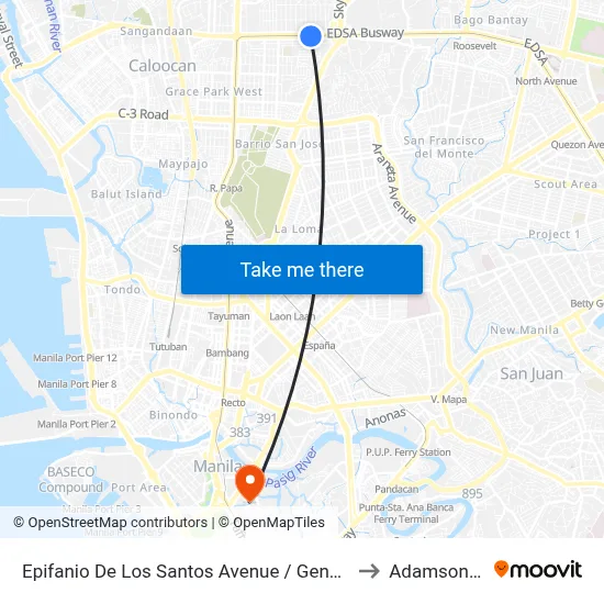 Epifanio De Los Santos Avenue / General Evangelista , Caloocan City to Adamson University map
