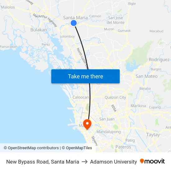 New Bypass Road, Santa Maria to Adamson University map
