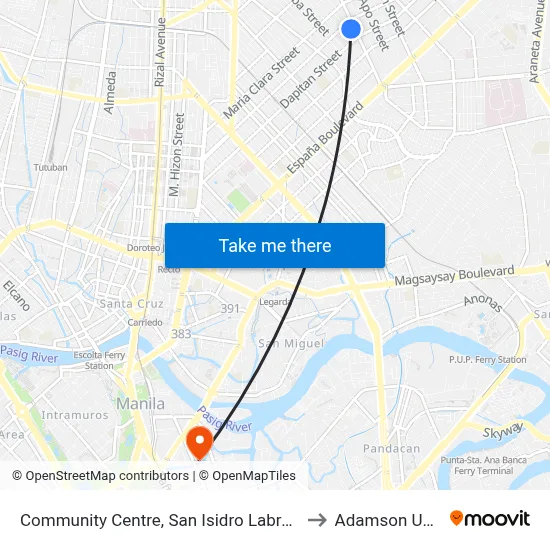 Community Centre, San Isidro Labrador, Quezon City to Adamson University map