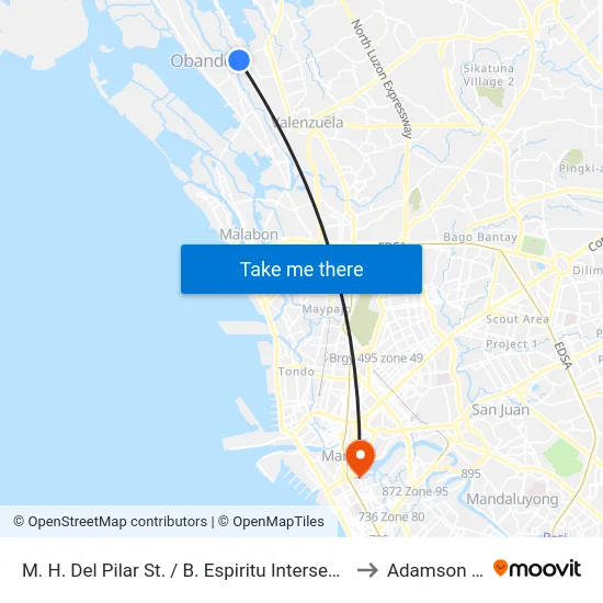 M. H. Del Pilar St. / B. Espiritu Intersection, Mabolo, Valenzuela City to Adamson University map