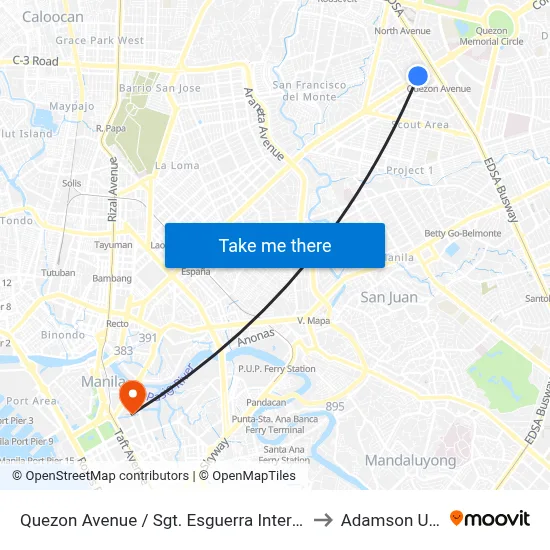 Quezon Avenue / Sgt. Esguerra Intersection, Quezon City to Adamson University map