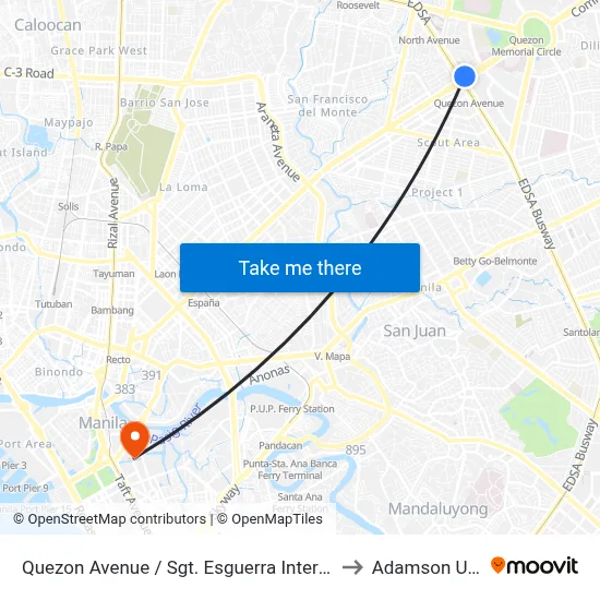 Quezon Avenue / Sgt. Esguerra Intersection, Quezon City to Adamson University map