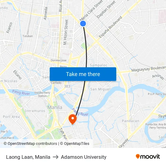 Laong Laan, Manila to Adamson University map
