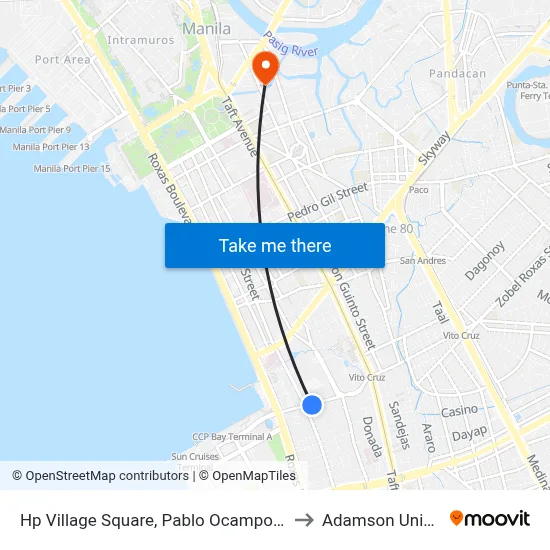 Hp Village Square, Pablo Ocampo Sr., Manila to Adamson University map