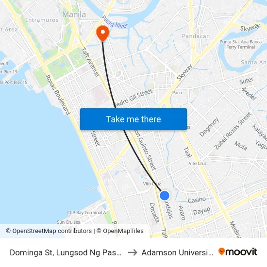 Dominga St, Lungsod Ng Pasay to Adamson University map