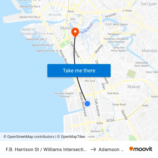F.B. Harrison St / Williams Intersection, Lungsod Ng Pasay to Adamson University map