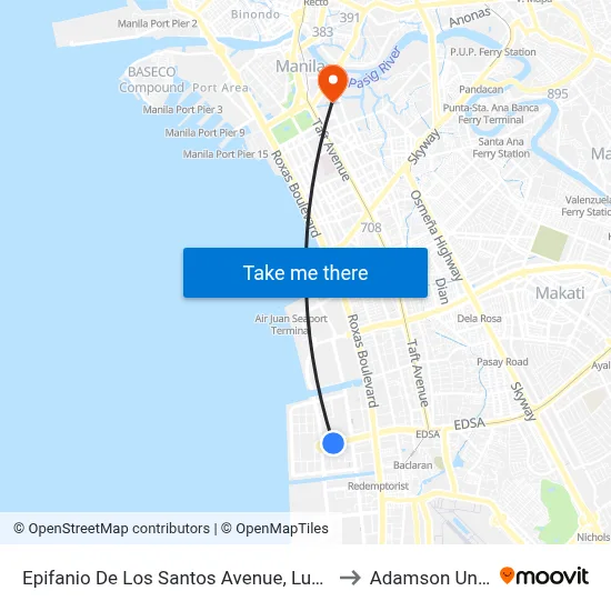 Epifanio De Los Santos Avenue, Lungsod Ng Pasay to Adamson University map