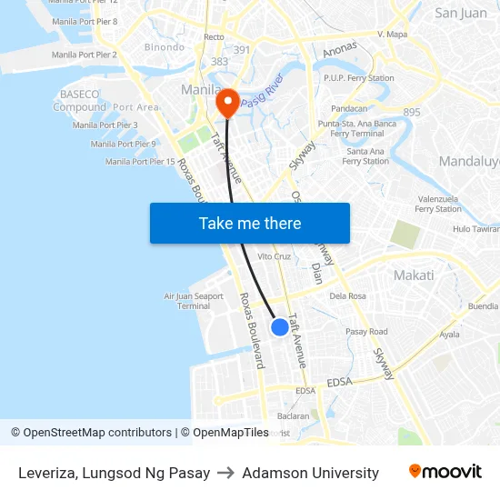 Leveriza, Lungsod Ng Pasay to Adamson University map