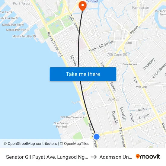 Senator Gil Puyat Ave, Lungsod Ng Pasay, Manila to Adamson University map