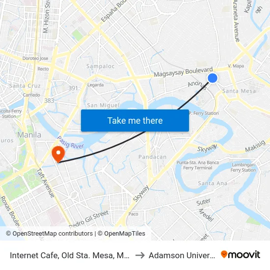 Internet Cafe, Old Sta. Mesa, Manila to Adamson University map