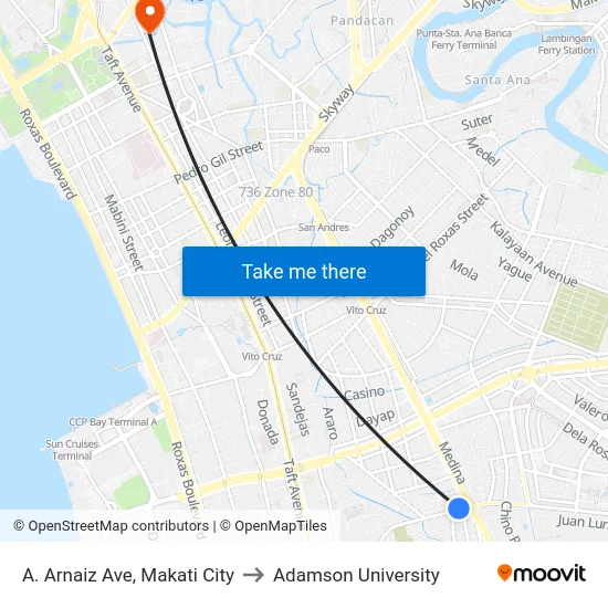 A. Arnaiz Ave, Makati City to Adamson University map
