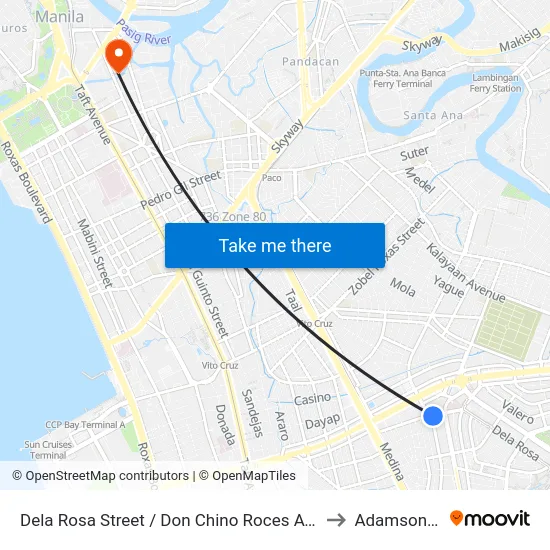 Dela Rosa Street / Don Chino Roces Avenue Intersection, Makati City to Adamson University map