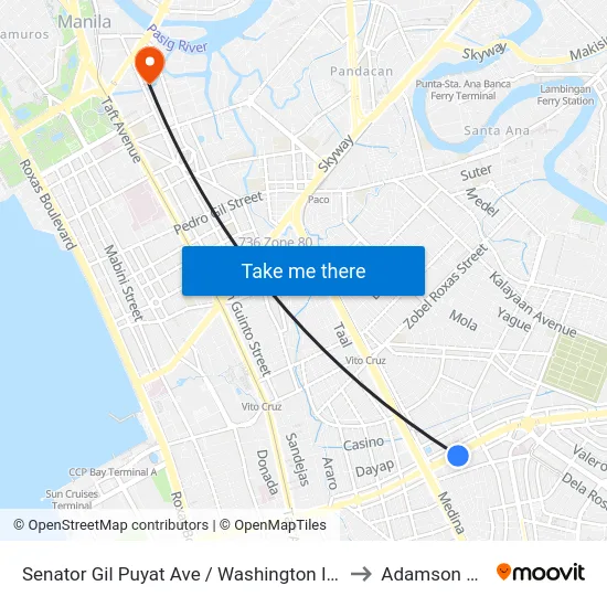 Senator Gil Puyat Ave / Washington Intersection, Makati City to Adamson University map