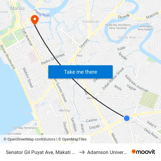 Senator Gil Puyat Ave, Makati City to Adamson University map