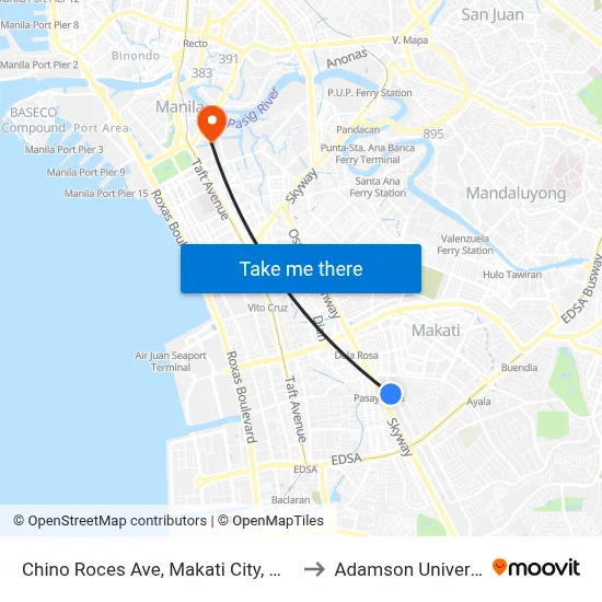 Chino Roces Ave, Makati City, Manila to Adamson University map