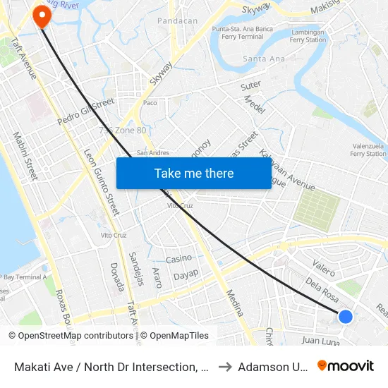 Makati Ave / North Dr Intersection, Makati City, Manila to Adamson University map