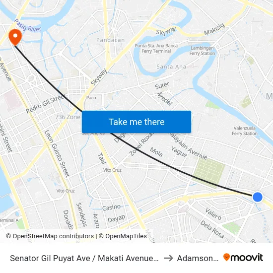Senator Gil Puyat Ave / Makati Avenue Intersection, Makati City, Manila to Adamson University map