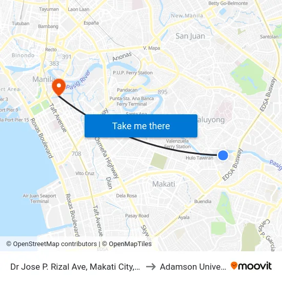 Dr Jose P. Rizal Ave, Makati City, Manila to Adamson University map