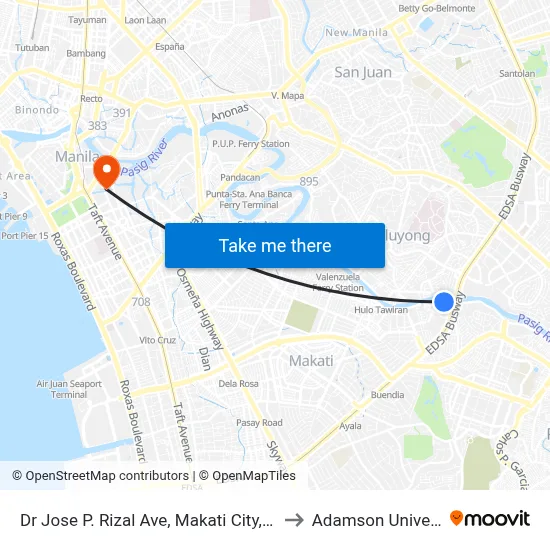 Dr Jose P. Rizal Ave, Makati City, Manila to Adamson University map
