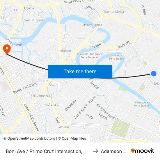 Boni Ave / Primo Cruz Intersection, Mandaluyong City, Manila to Adamson University map