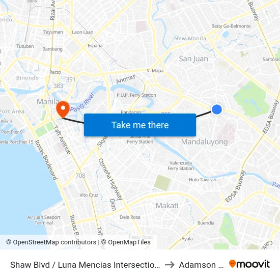 Shaw Blvd / Luna Mencias Intersection, Mandaluyong City, Manila to Adamson University map