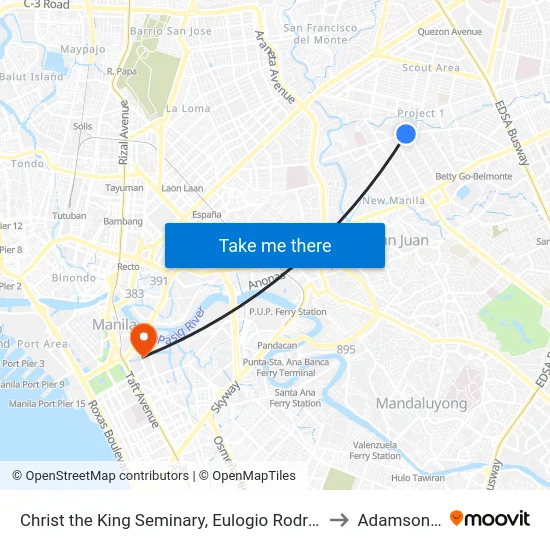 Christ the King Seminary, Eulogio Rodriguez Sr. Ave, Quezon City, Manila to Adamson University map
