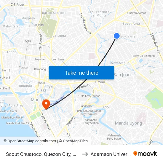 Scout Chuatoco, Quezon City, Manila to Adamson University map