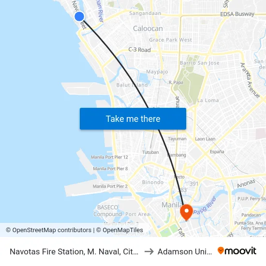 Navotas Fire Station, M. Naval, City Of Navotas to Adamson University map