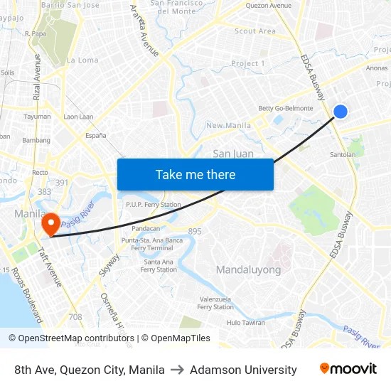 8th Ave, Quezon City, Manila to Adamson University map