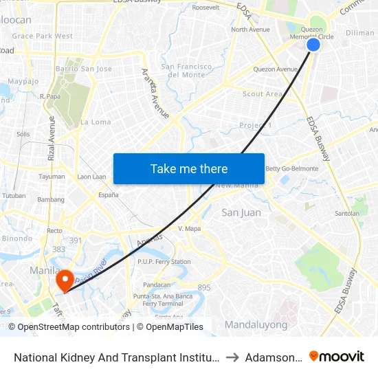 National Kidney And Transplant Institute, East Ave, Quezon City, Manila to Adamson University map