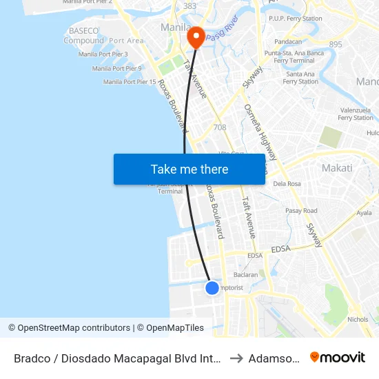 Bradco / Diosdado Macapagal Blvd Intersection, Lungsod Ng Pasay, Manila to Adamson University map