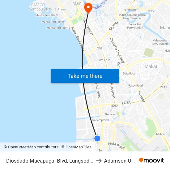 Diosdado Macapagal Blvd, Lungsod Ng Pasay, Manila to Adamson University map